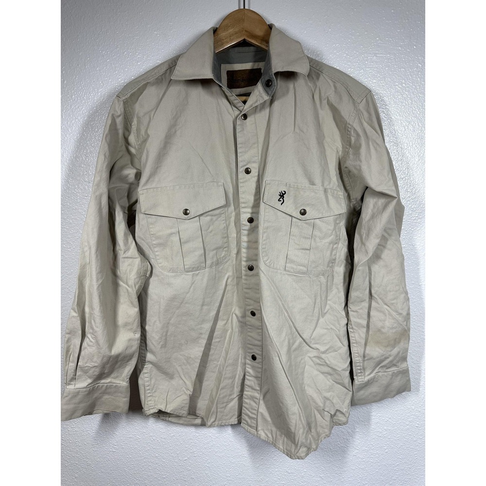 Browning Shirt Mens Small Tan‎ Button Up Super Naturals Outdoors Utility Cotton